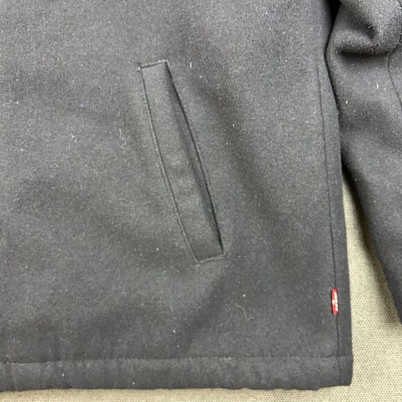 Levis Jacket Mens XL Navy Blue Fleece Sherpa Lined Full Zip Pockets Wool Blend - Picture 5 of 12